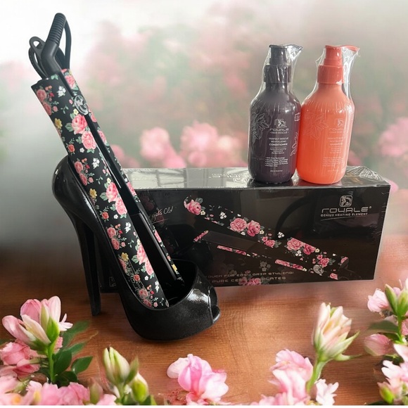 Royale Platinum Ceramic Floral Flat Iron-Cinderella Shoe Holder-Shampoo/Cond Set main image 13